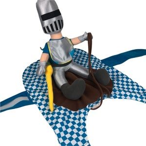 Knight Dog Costume, Rider on Back, Hook & Loop Underneath, Dog Clothes